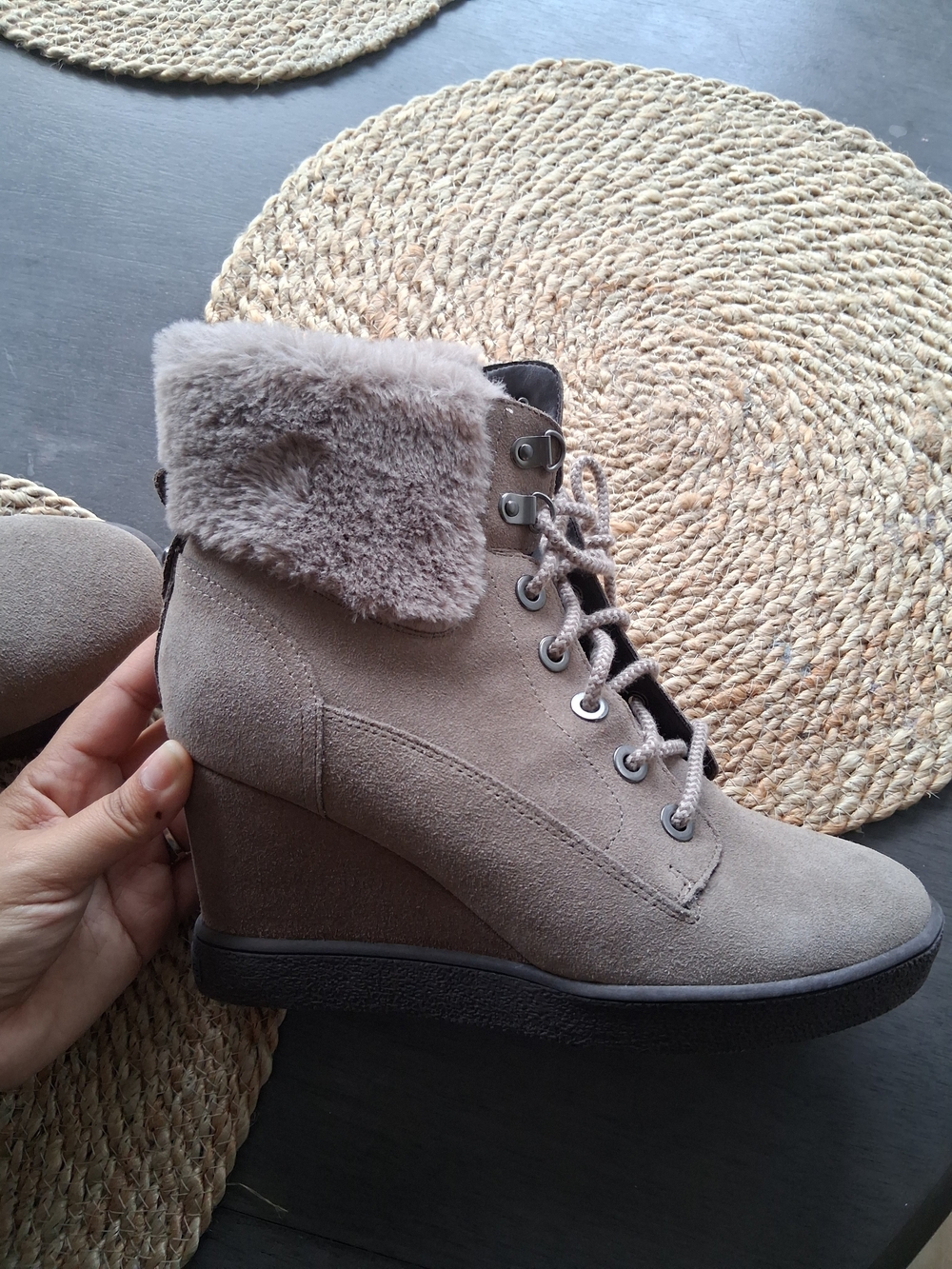 EVOLVE by EASY SPIRIT Wedge Ankle Boots with Fur Collar